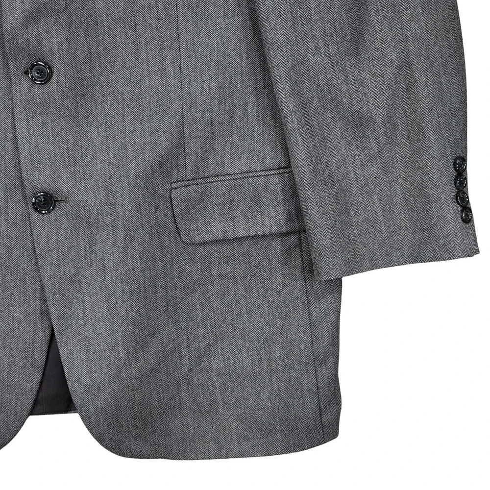 Vtg John W Nordstrom Cashmere Blazer 46R Men Herringbone Black Gray Italy Canada